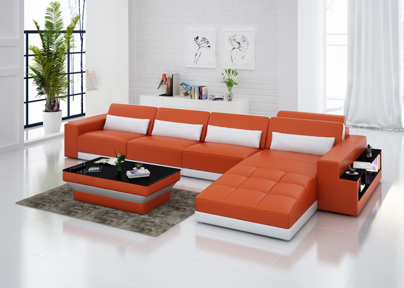 Promotion Living Room Furniture Genuine Leather Corner Sofa