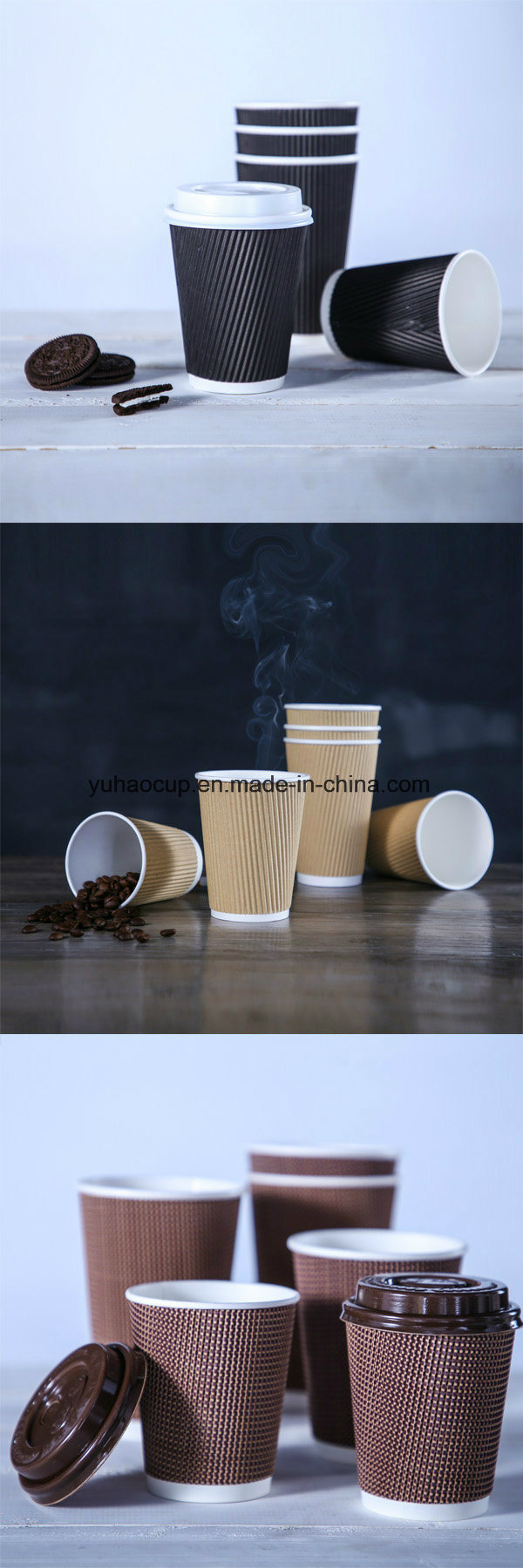 Food Grade 12oz Double Wall Ripple Coffee Paper Cup