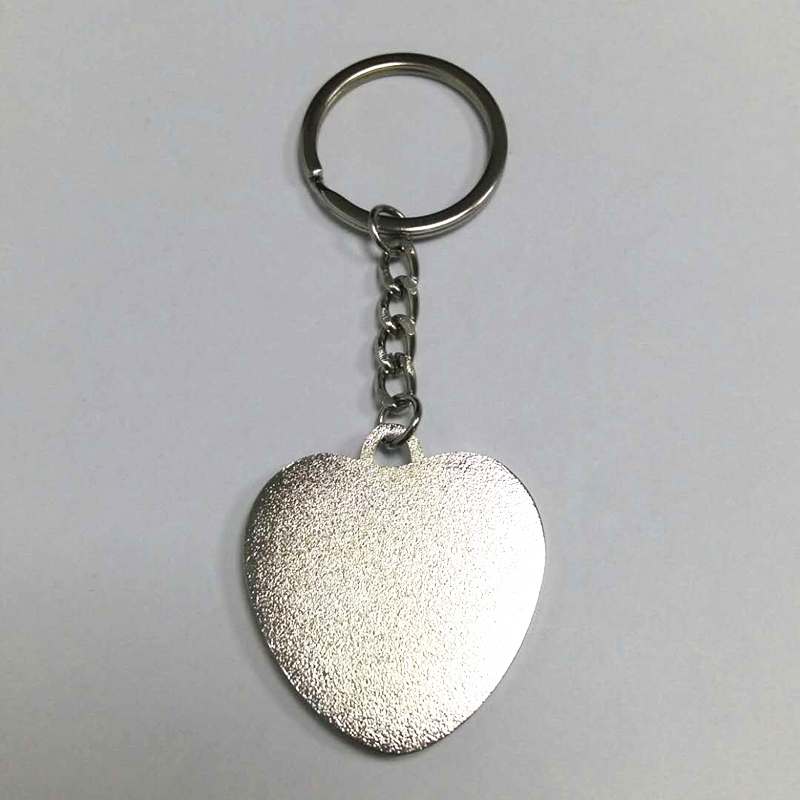 Custom Full Color Printed Epoxy Coated Heart Shape Metal Keychain