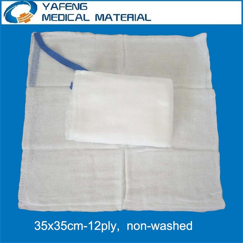 Non-Washed Absorbent Lap Sponge 25cmx25cm-12p for hospital Use