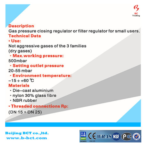 Giu. Natural Gas Regulator, aluminium body, gas valve BCTNR06