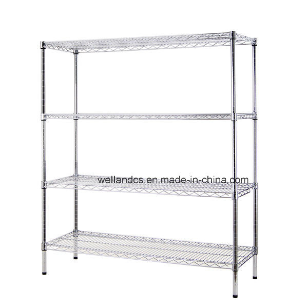 Good Quality NSF 4 Tiers Commercial Chrome Steel Wire Shelving 1500W X 450d