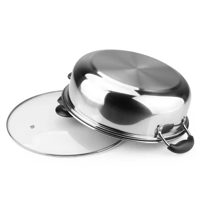 30cm Magnetic Stainless Steel Soup Pot & Glass Cover&Cookware