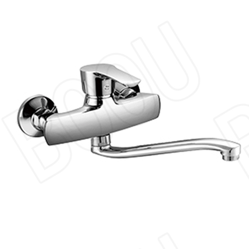 Boou Brass Wall Mount Long Spout Chrome Kitchen Faucet