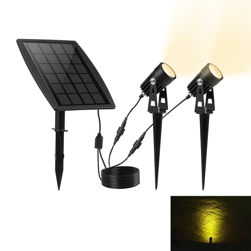 IP65 Waterproof LED Outdoor Garden Solar Spotlights with 2 Warm White