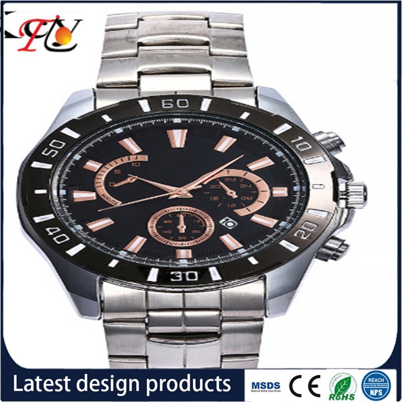 Alloy Strap Fashion Men's Metal Watch with 3 Crowns