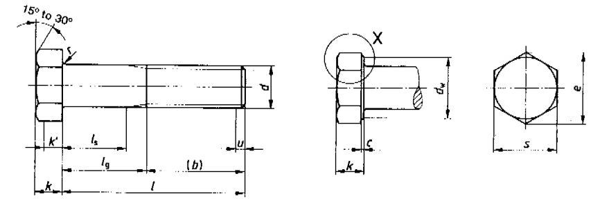 DIN931 Hex Bolt, Hex Cap Screw Cl. 8.8 with White Zinc Plated Cr3+ M27-2.50X260