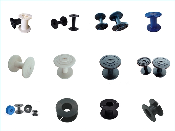 OEM PVC Cable Reel / Nylon Spool / PTFE Grooved Roller / Plastic Thread Spinning Bobbins