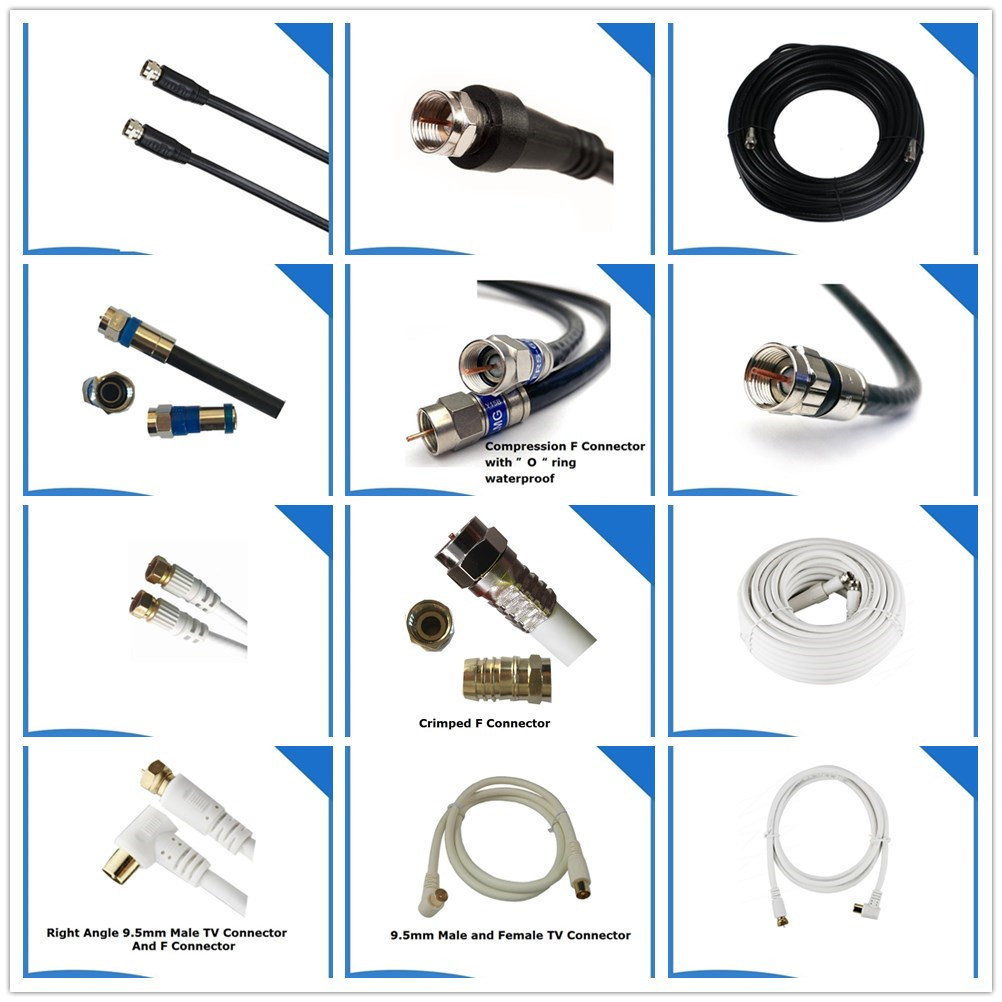 Jiu He RF Coaxial F Thread/Screw Compression Connector for RG6 Rg11 Rg59 Cable