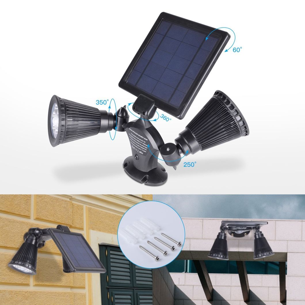 12LED Super Bright Dual Head RGB Color Changing Motion Sensor Solar Outdoor Spot Light