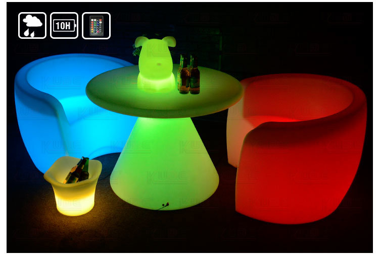 Glowing Garden Furniture Color Changeable LED Suite Sofa