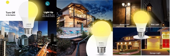 E26 E27 B22 Warm White (2700K) 6W Dusk to Dawn Sensor Light Bulb for Indoor Outdoor Lighting