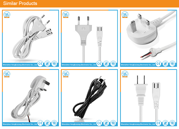 Customized White Copper PVC Power Cable Plug Extension Cord