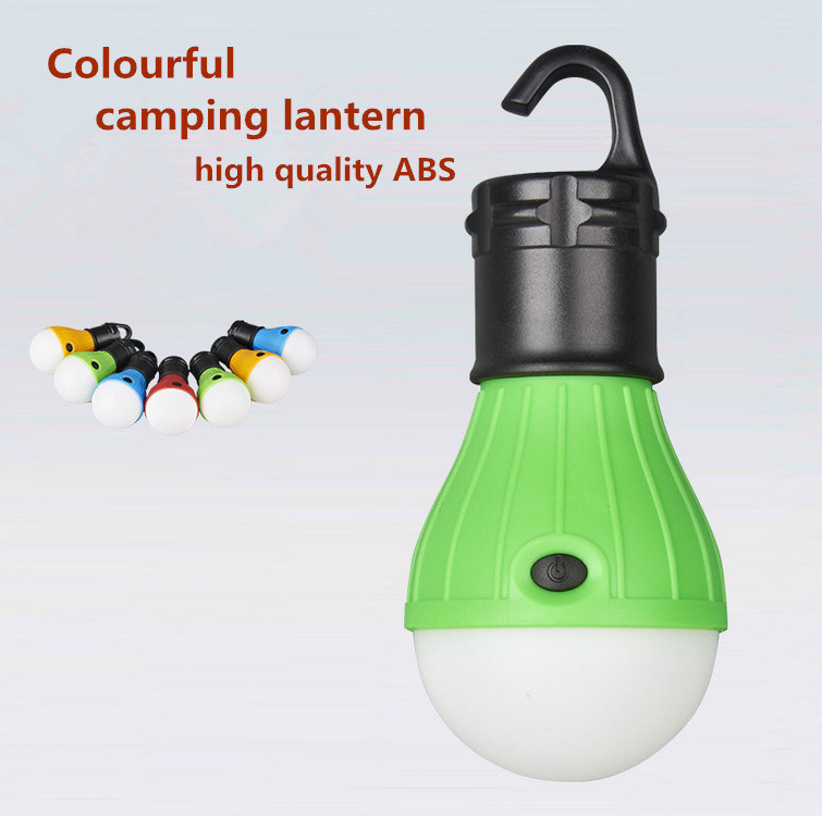 2018hot Sale 3LED Lamp Bulb Shape Colorful Camping Lantern with Battery