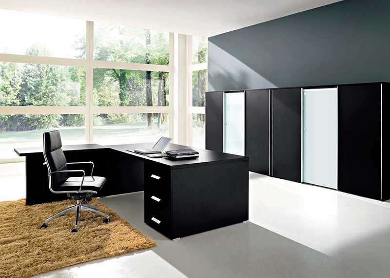 Office File Cabinet with Flip-up Door and Glass Shelves