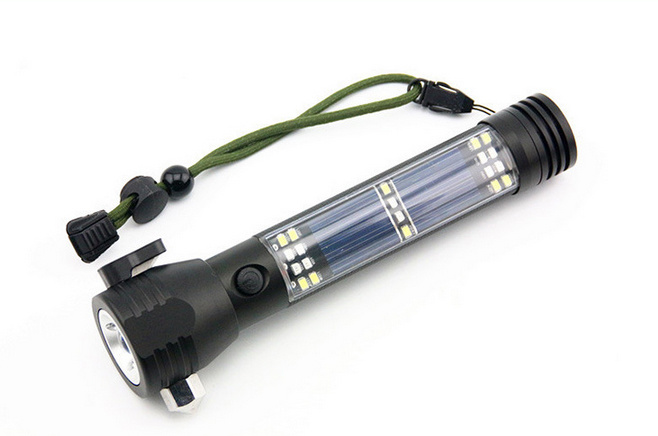 Rechargeable Portable LED Torch Solar LED Outdoor Light Flashlight (SYSG-517)