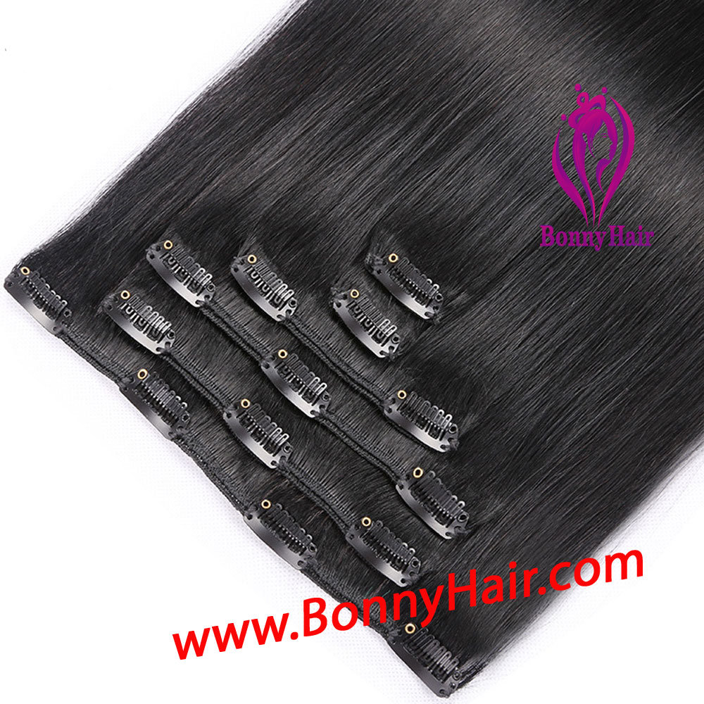 Brazilian Virgin Human Hair Clip in Hair Extension 6pieces/Set Human Hair Extension