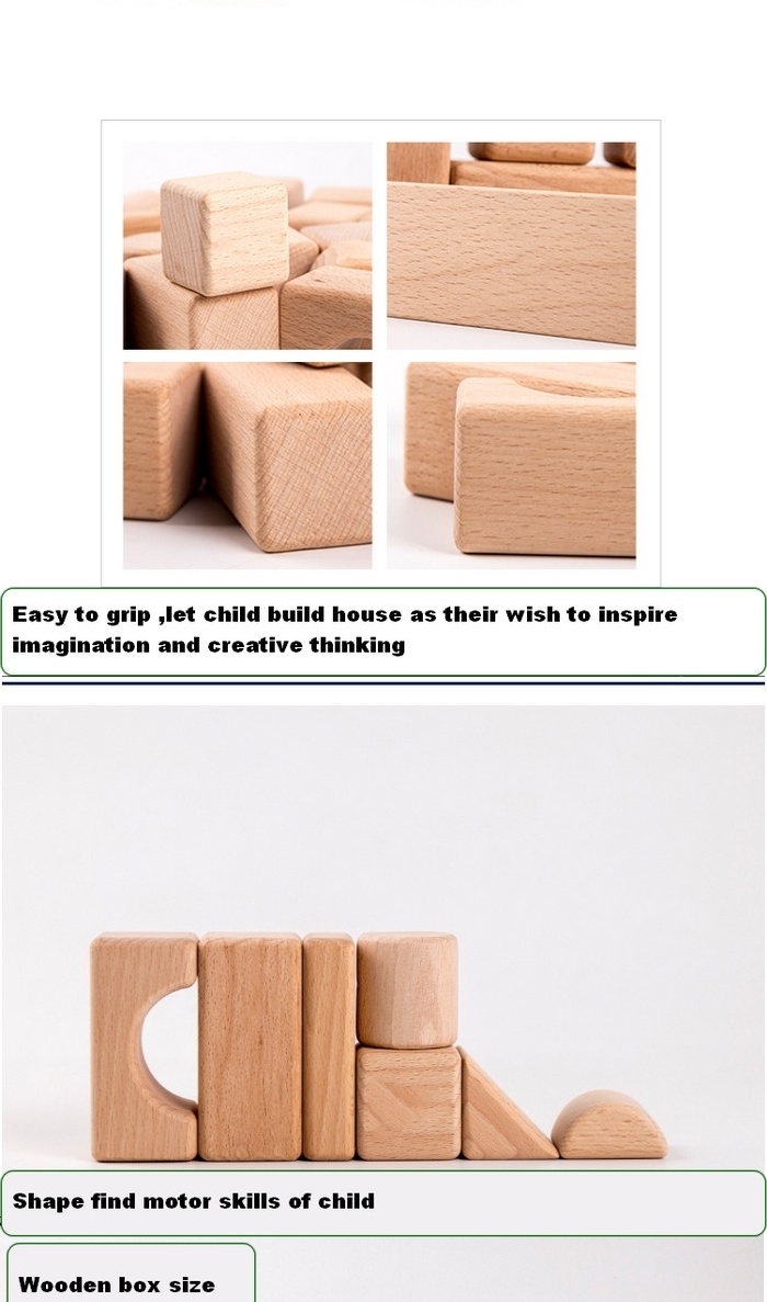 Natural Wooden Kids Educational House Building Blocks for Children
