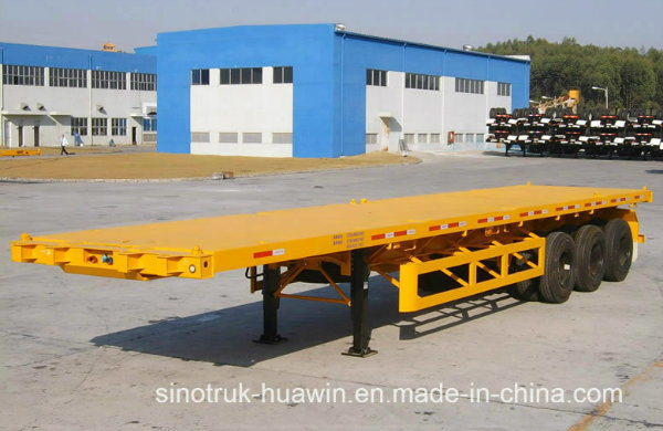 Sinotruk Huawin Flatbed Container Semi Trailer 3 Axle