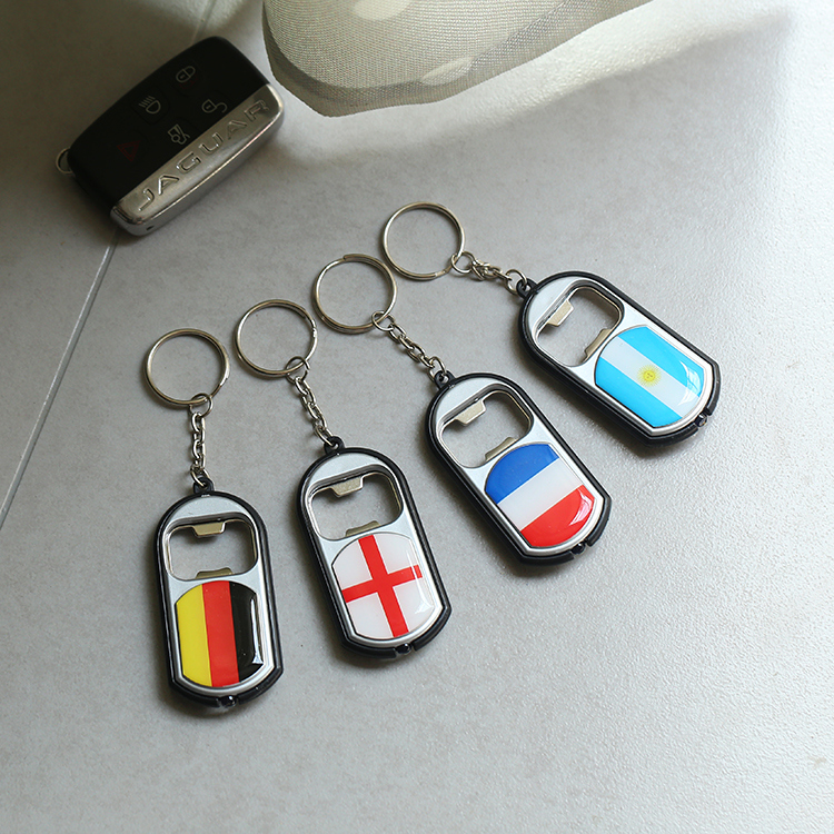 World Cup Keychain National Flag Bottle Opener with Light