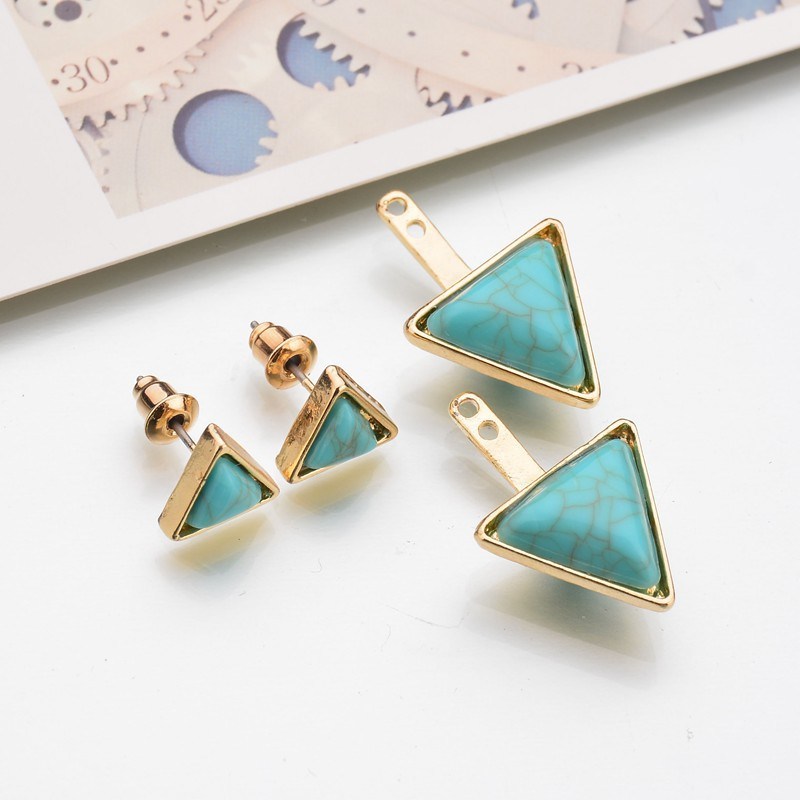 Fashion Accessories Triangle Turquoise Inlay Earrings