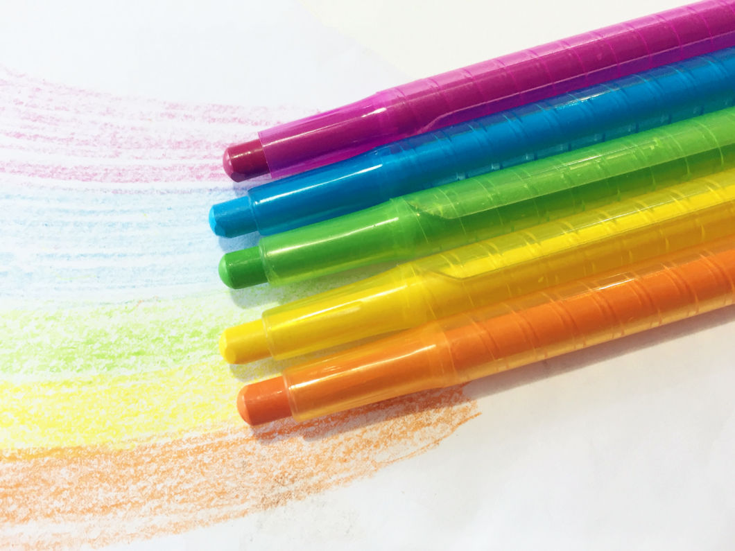 Hot Sell Stationery Colorful Clear Plastic Twistable Wax Crayons Set