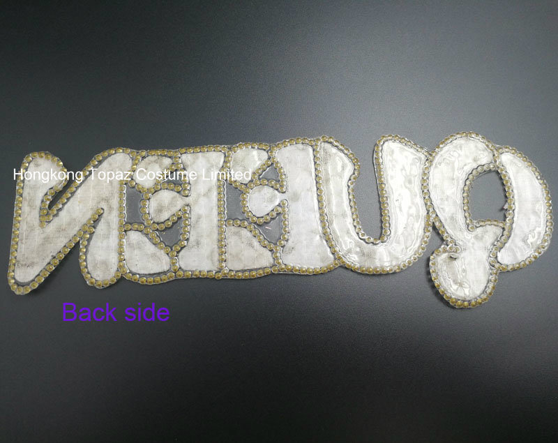2018 New Design Hotfix Rhinestone Patch with Sequin and Fabric (HF-Smile/OOPS)