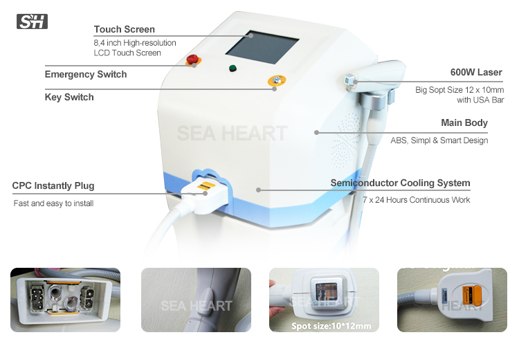 High Efficiency Professional USA Diode Arrays 808nm Laser Hair Removal Machine