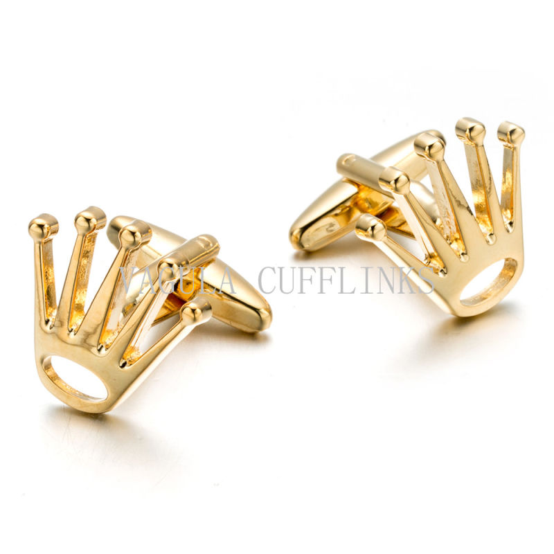 VAGULA Gold Plated Crown Cuff Link for Men's Wedding Cufflink