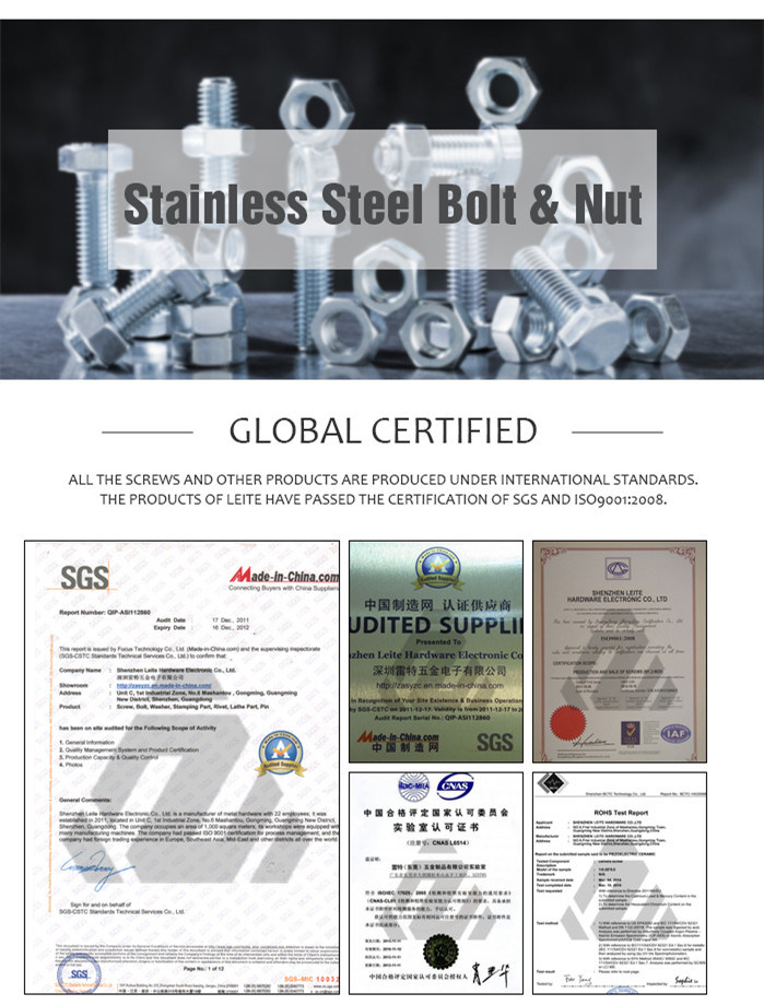 ISO Certificated Factory Supply Customized Stainless Steel Hook Bolt