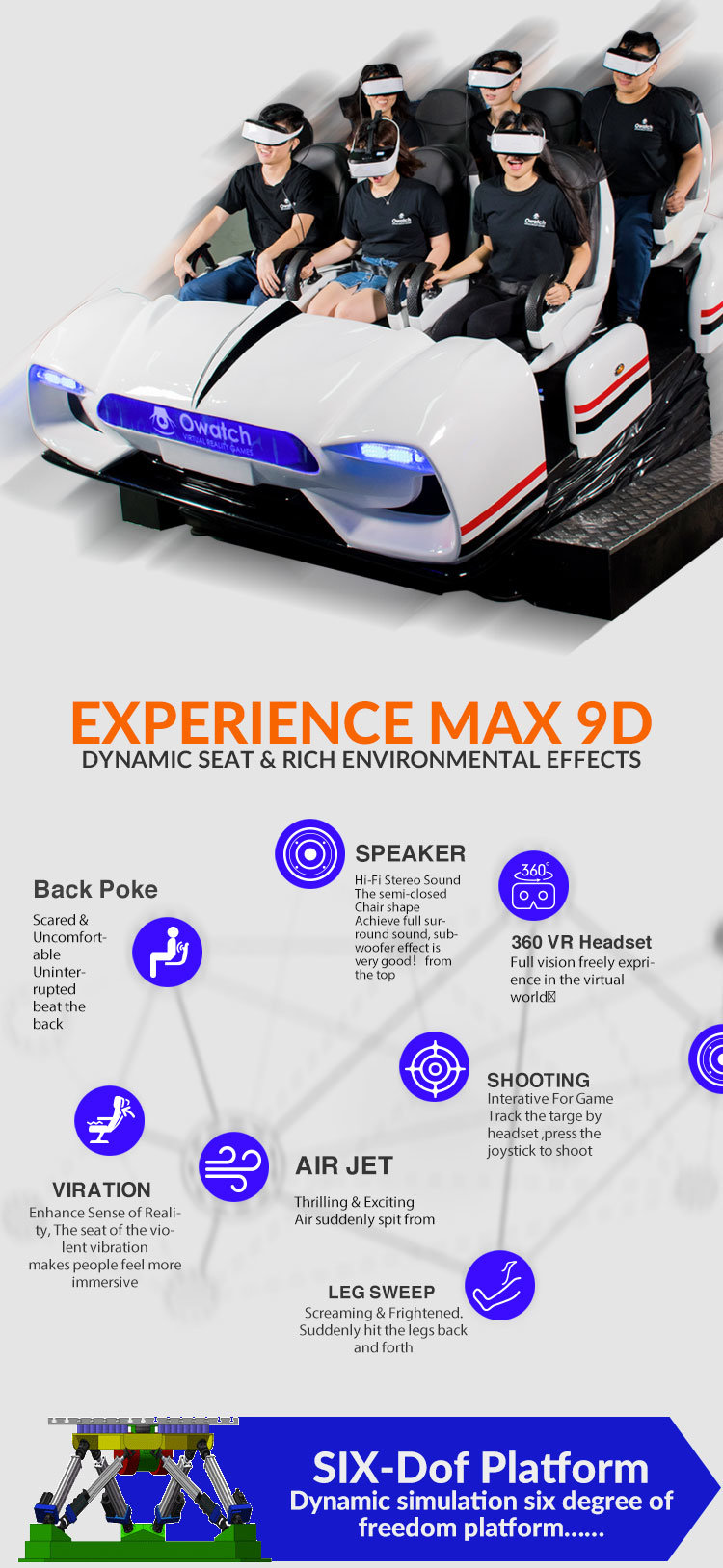 Shopping Mall Vr Amusement Gaming Machine 9d Cinema Chair