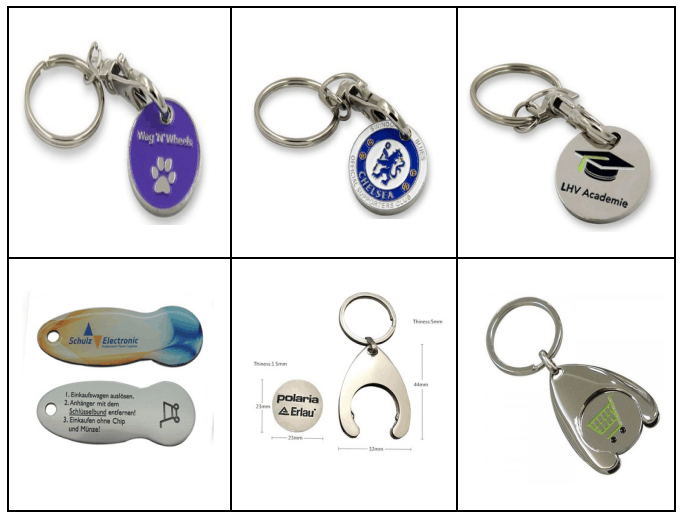Factory Price Smile Logo Trolley Coin Key Chain
