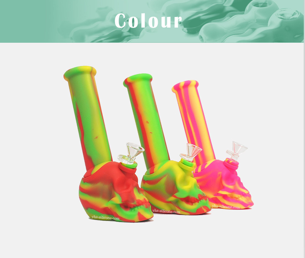 Hot Sale Colorful DAB Rig Recycler Beaker Base Silicone Smoking Water Pipes with Downstem