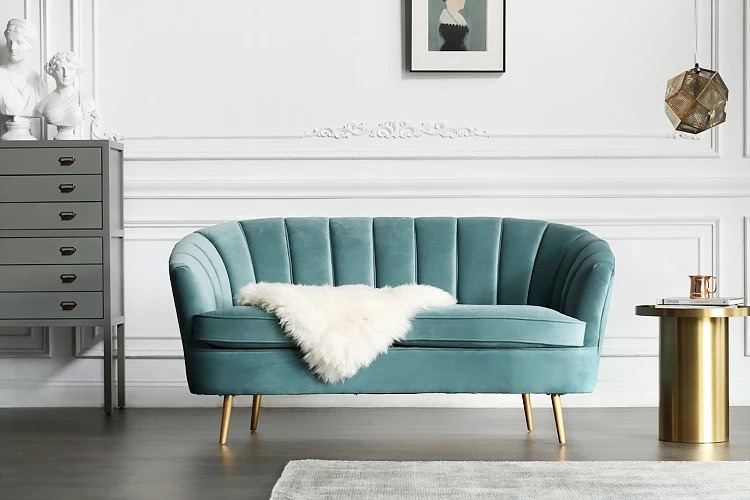 2018 New Design Italian and European Style Leisure Fabric Velvet Upholstered Sofa