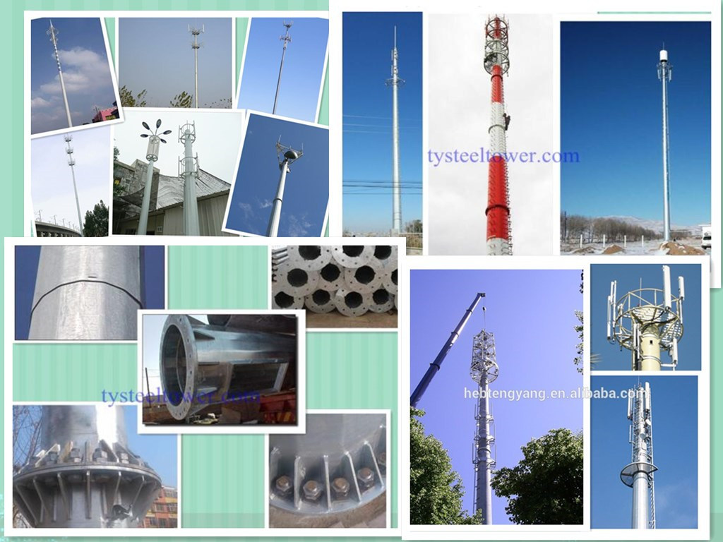 Tubular Self Supporting Antenna Pole Steel Tower