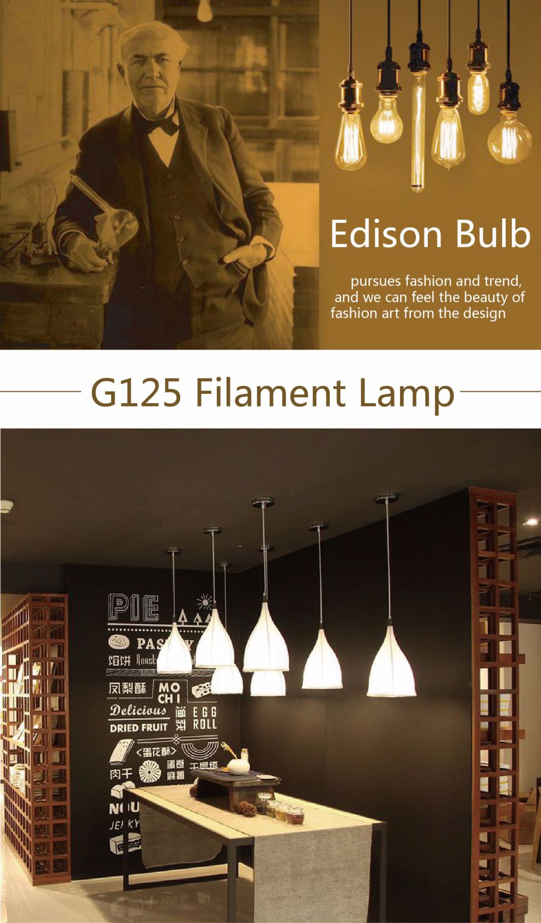 G125 LED Filament Bulb Lighting with Frosted or Milky Cover