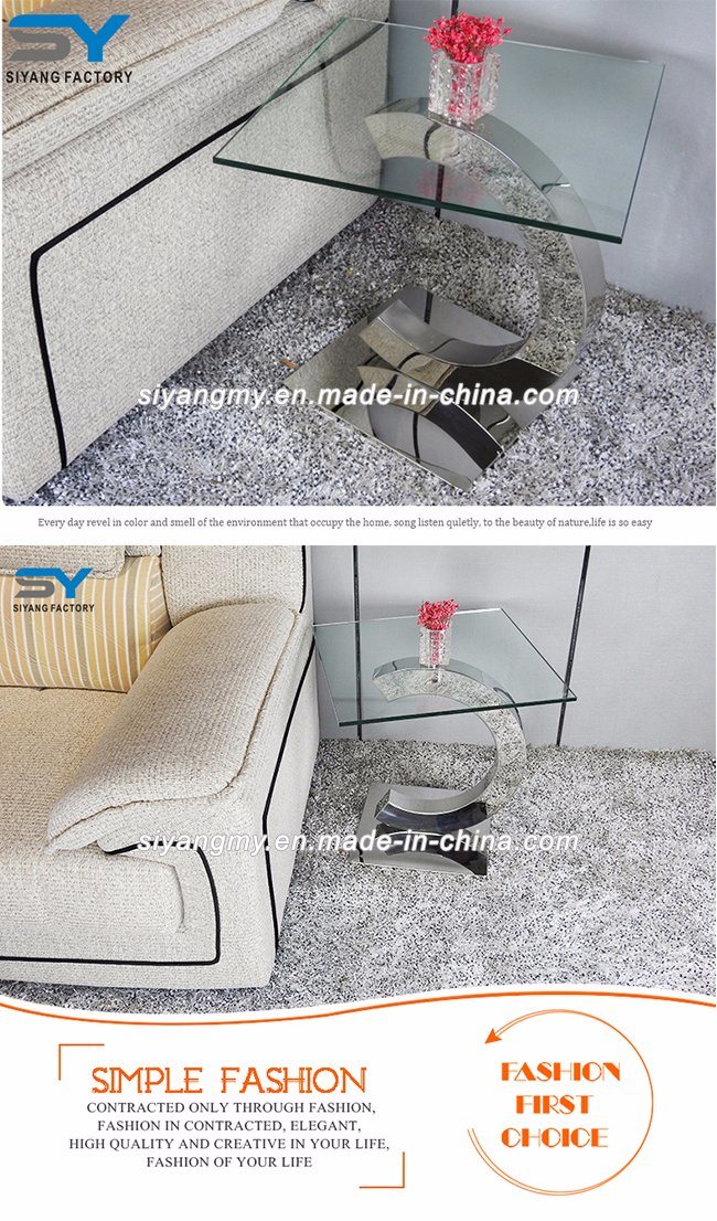 New Design Office Tempered Glass Metal Leg Side Coffee Table