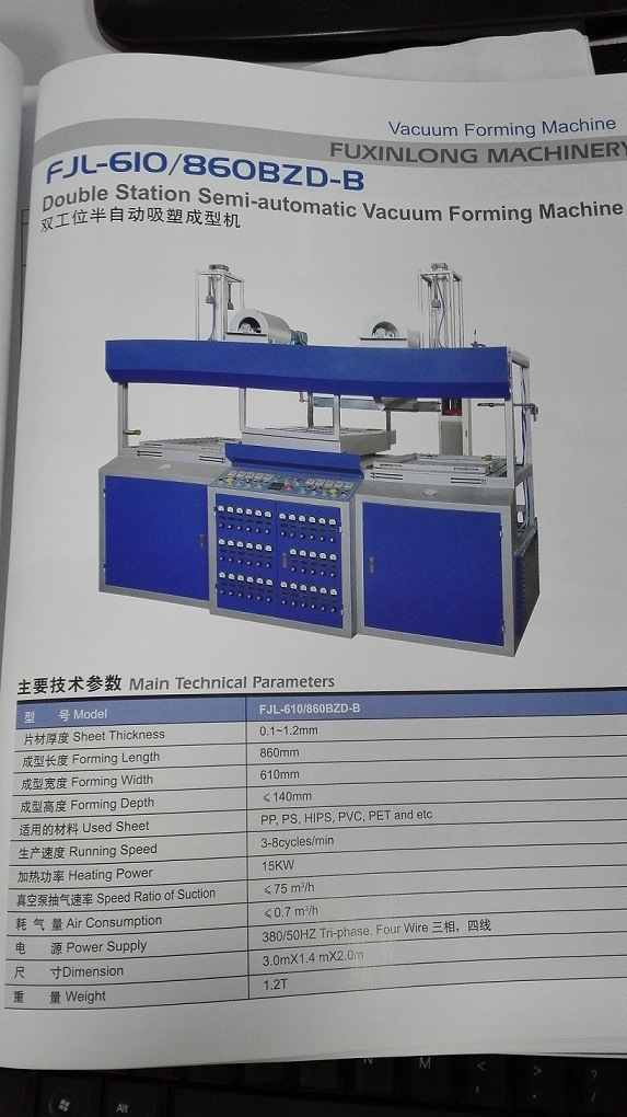 Duplex Working Position Semi-Automatic Vacuum Forming Machine