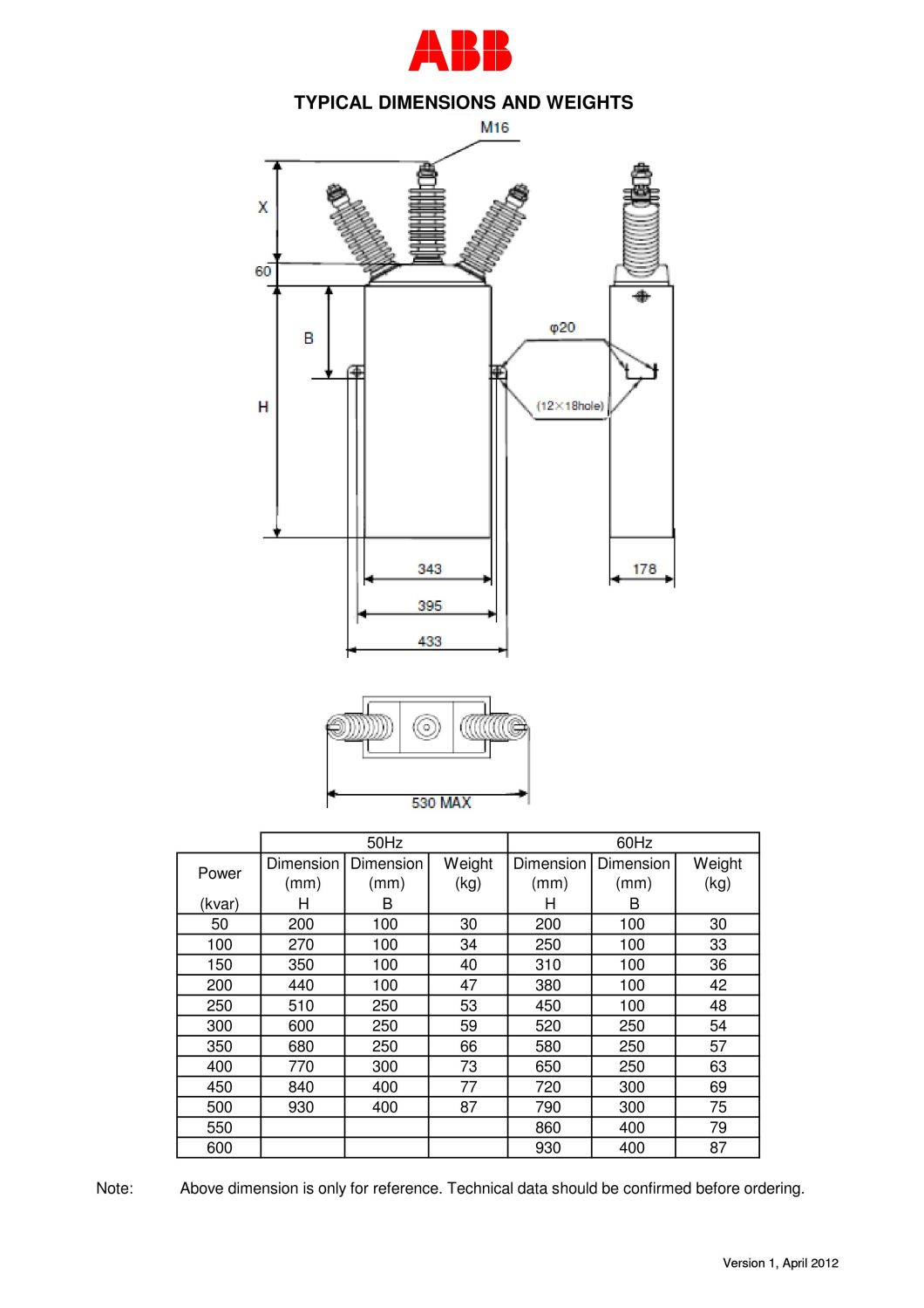 600kvar ABB High Voltage Shunt Filtering Capacitor with Fuse Built in