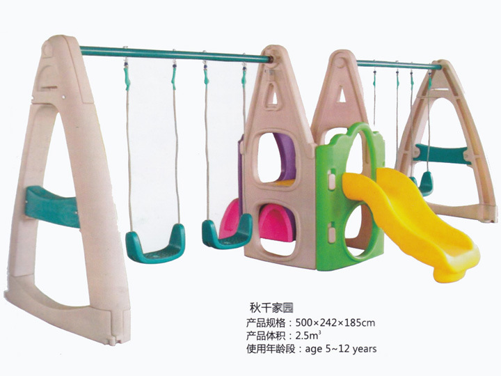 Outdoor Plastic Swing and Slide for Children