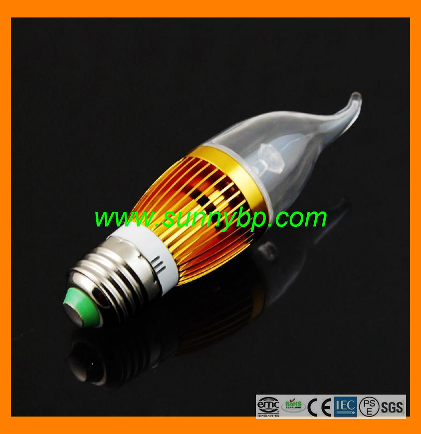 Transparent E27 5W Aluminum LED Candle Bulb