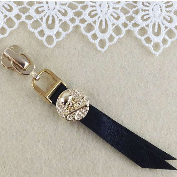 High Quality Zip Head Zipper Pulls for Leather Bags Suede