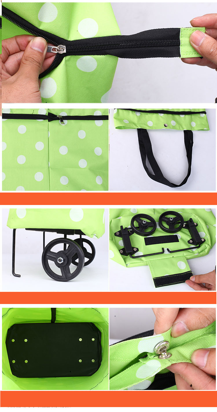 Foldable Oxford Shopping Trolley Bag for Outdoor Shopping with Wheels