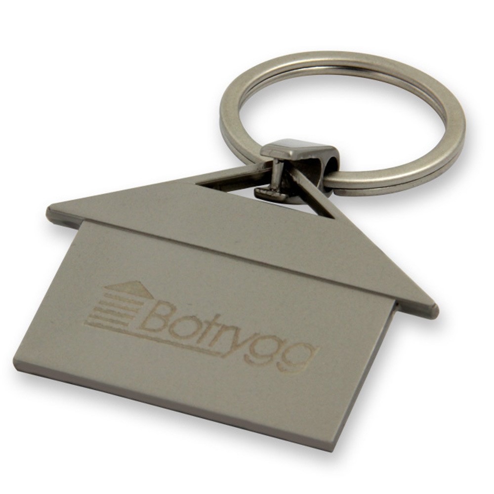 Customized Zinc Alloy Laser Logo House Shape Keychain