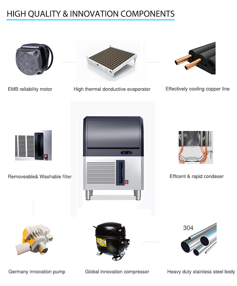 60kg/Day Air-Cooled Energy Saving Undercounter Ice Machine Ce Approved