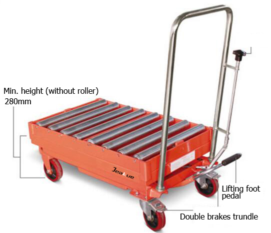 300/500kg Pedal Hand Lift Table with Roller