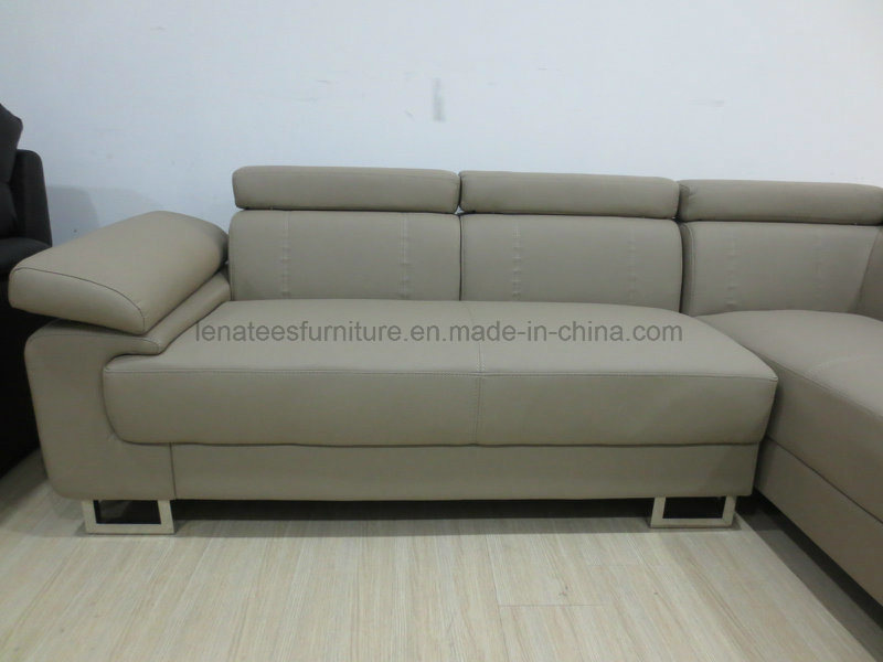 Wk-F2014 L Shaped Leather Home Sofa with Adjustable Headrest