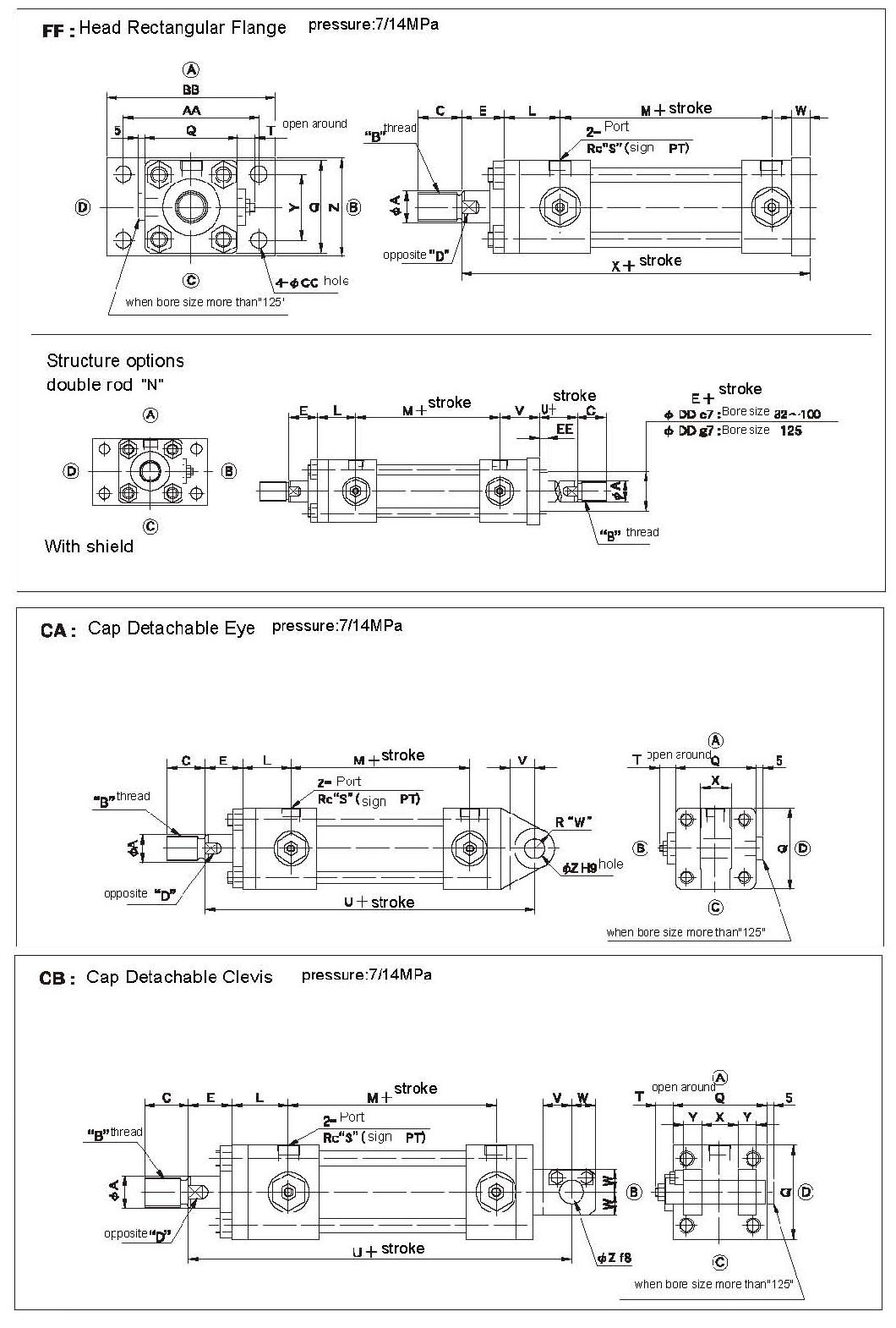 Cjt140 Series Standard Type Hydraulic Cylinders