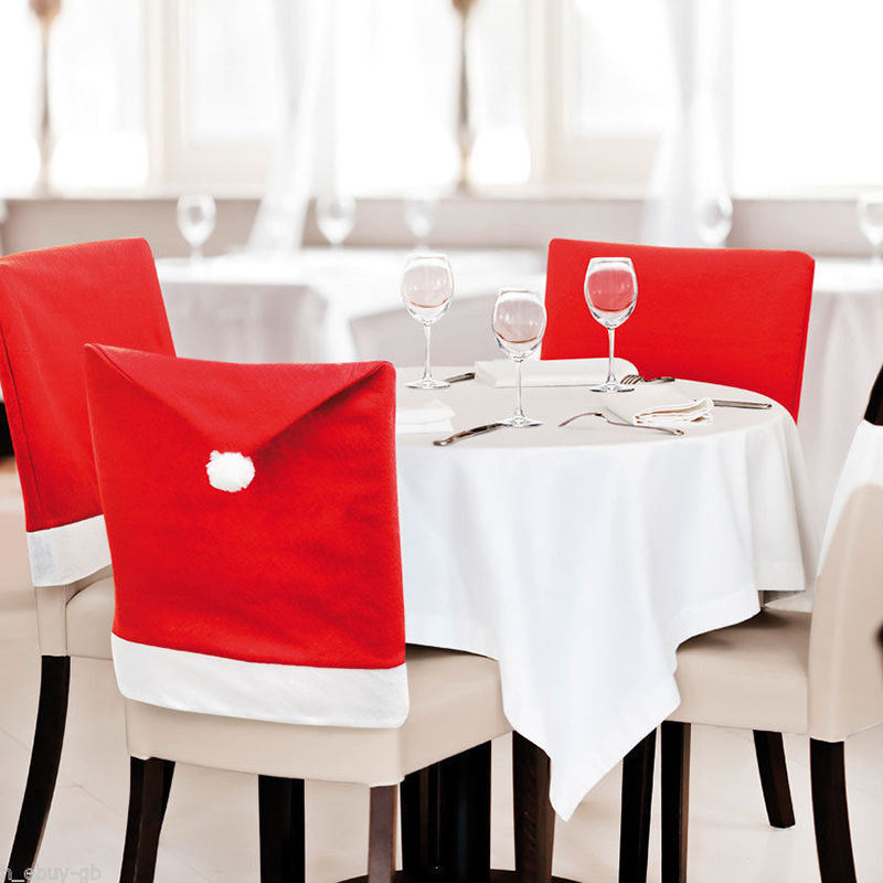 Santa Claus Christmas Decorative Red Chair Covers for Dining Table