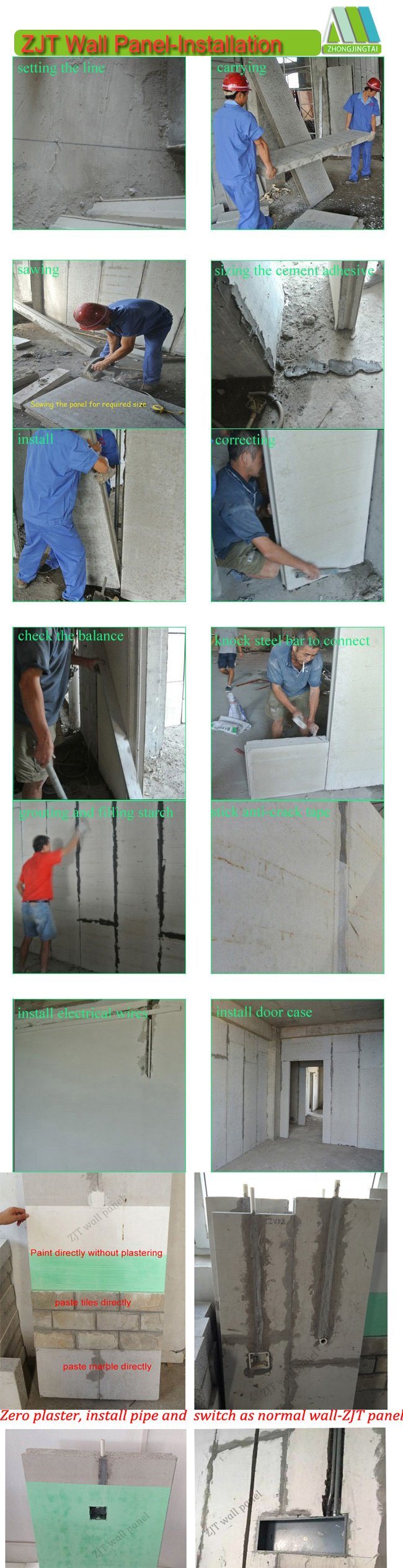 Easy Assemble Cutting Building Material EPS Cement Sandwich Panel for Interior Partition Wall